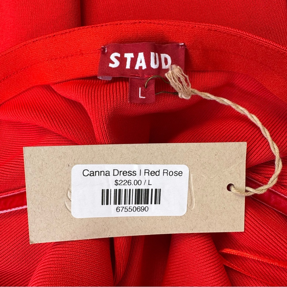 NEW Staud Canna Strapless Dress Red Rose Size Large - Picture 7 of 9